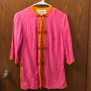 Empire House 100% silk qipao style 3/4 sleeve blouse pink